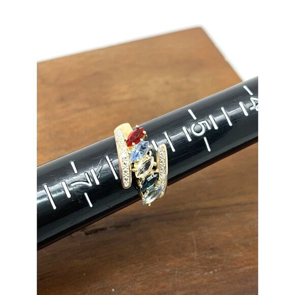 Cocktail Ring 10k Yellow Gold Multi Colored Stones Women's Jewelry Size 6 - Picture 9 of 14